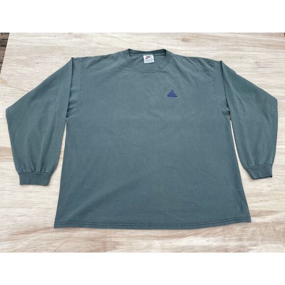 Vintage Nike ACG Crew Neck Long Sleeve Tee T-Shirt Men's Green XL Made In USA‎
